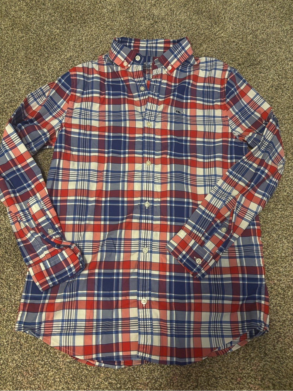 Vineyard Vines Red, White & Blue Plaid Button-Down Shirt